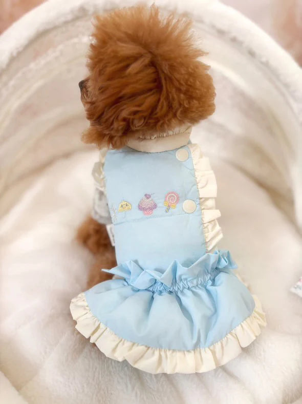 Waterproof Down Hooded Jumpsuit with Cape Design for Small Dogs – Girly Edition