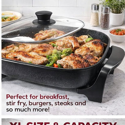 🔥 MegaChef 11.81" Electric Skillet – Non-Stick Deep Pan | 10.5QT Family Size